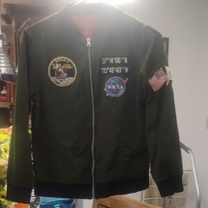 Wonder Nation Green Bomber Jacket with Patches